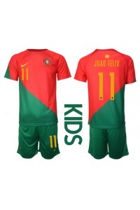 Portugali Joao Felix #11 Jalkapallovaatteet Lasten Kotipeliasu MM-kisat 2022 Lyhythihainen (+ Lyhyet housut)